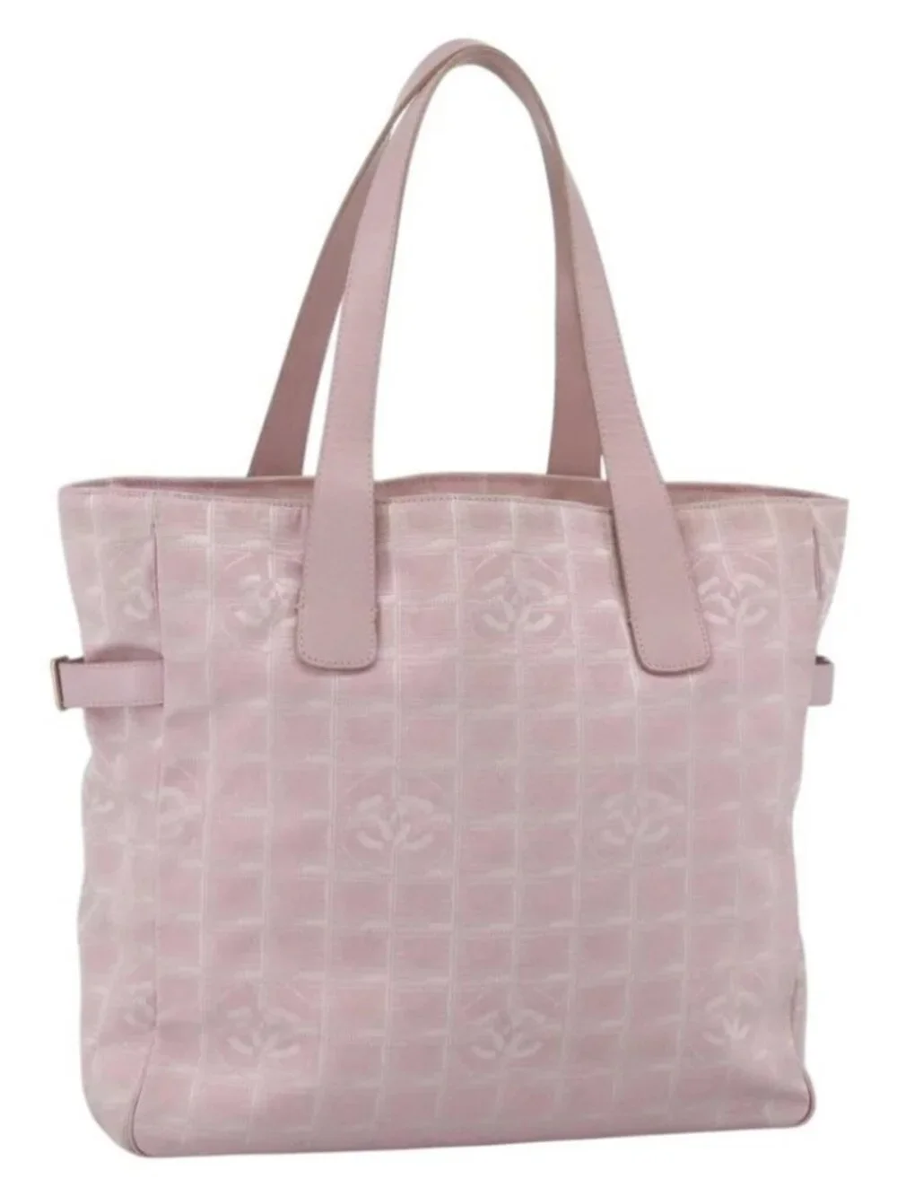 CHANEL New Travel Line Tote Bag Nylon Pink Gold CC Auth BA11991